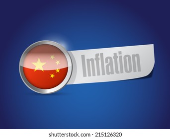 China Inflation Illustration Design Over A Blue Background