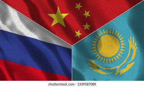 China Kazakhstan Russia Realistic Three Flags Stock Illustration 1339587089  | Shutterstock