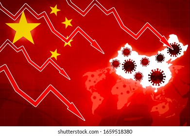 China map country coronavirus economy crisis concept hintergrund