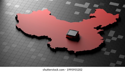 China Micro Chip Shortage Delaying Shipment Of Technology Around The World 3D Illustration