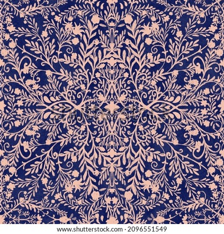 China, Moroccan tiles pattern inspired design with an intricate botanical detail.
