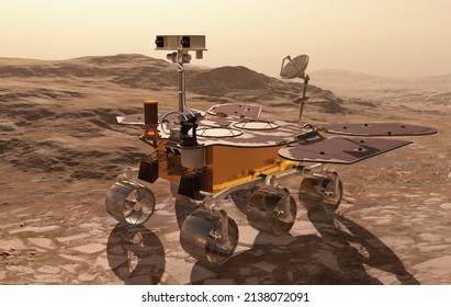 The China Rover On The Planet Mars In Illustration 3D And Rendering 3D