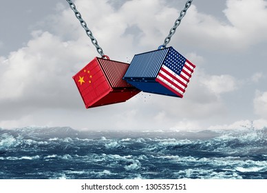 China USA Fight As A Trade War And Tariff Dispute As A 3D Illustration.