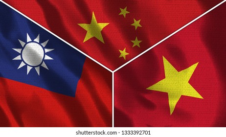 China Vietnam Taiwan Realistic Three Flags Stock Illustration 1333392701 |  Shutterstock