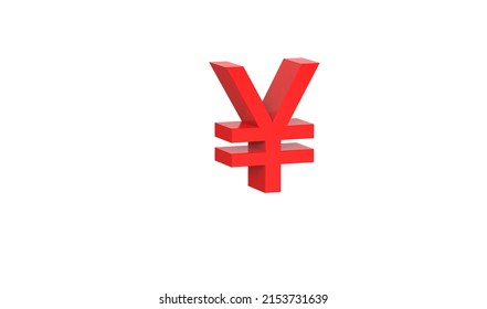 China Yuan Renminbi CNY Currency Symbol In Red - 3d Rendering, 3d Illustration