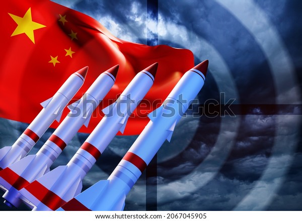 China's anti-air defense. Cruise missiles next to
PRC flag. Rockets are aimed at sky. They symbolize air defense
system. Air Defense of People's Republic of China. Sky China
protection. 3d
image.