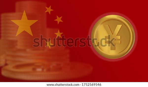 China\'s National Digital Currency DCEP\
(Digital Currency Electronic Payment), gold yuan coins with red\
flag of China\
background