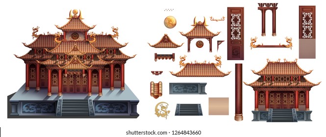 Chinese Building Split Material Palace