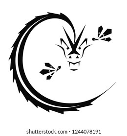 Chinese Dragon King Fu And Martial Arts Logo Illustration.