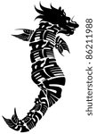 Chinese Dragonfish Black Clipart Isolated on White Background Illustration