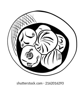 Chinese Dumplings Khinkali Momo Steamed Asian Stock Illustration ...