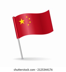 Chinese Flag Map Pin Pointer Layout. Raster Version.