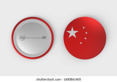 Chinese Flag Pin Badge Isolated On White Background. 3d Rendering