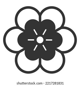 Chinese Flower - Icon, Illustration On White Background, Glyph Style