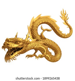 Chinese Golden Dragon 3d Rendering 