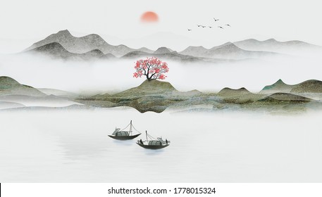 10,465 Chinese ink landscape painting Images, Stock Photos & Vectors ...