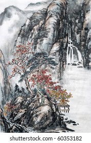 Chinese Ink Wash Landscape Painting Stock Illustration 60353182 ...