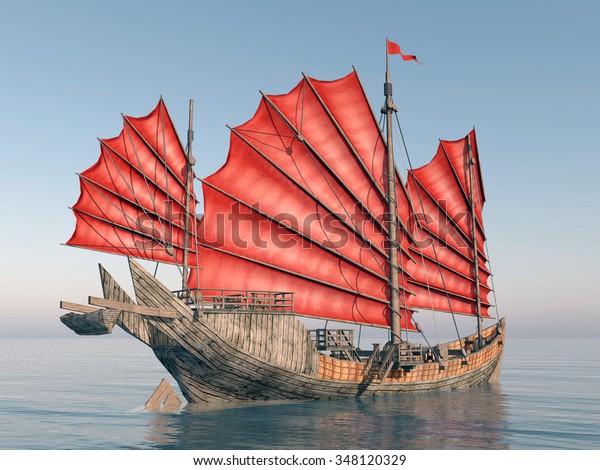 Chinese\
junk ship\
Computer generated 3D\
illustration