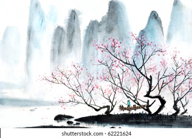 Chinese Landscape Painting Stock Illustration 12