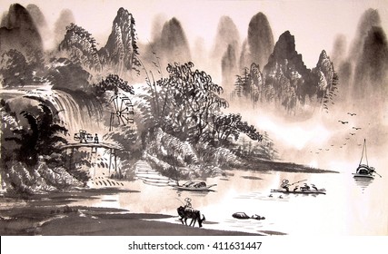 11,811 Chinese mountain painting Images, Stock Photos & Vectors ...