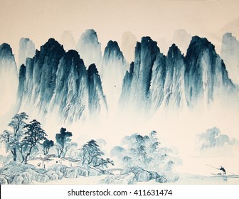 Chinese Landscape Watercolor Painting