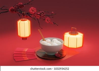 Chinese Lantern Festival Food.3d Rendering