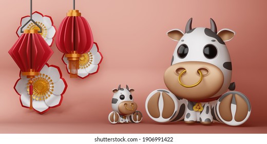 Chinese New Year, Year Of The Ox, 3d Rendering.