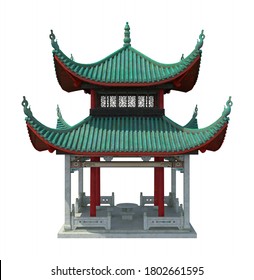 Chinese Pagoda 3D illustration on white background