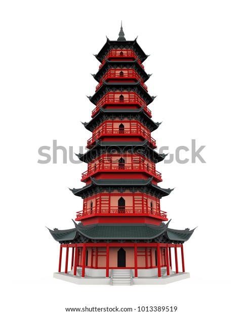 Chinese Pagoda Tower\
Isolated. 3D\
rendering
