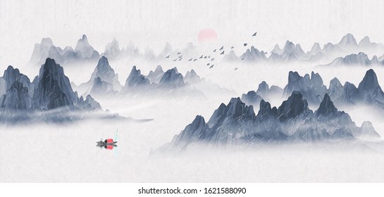 10,465 Chinese ink landscape painting Images, Stock Photos & Vectors ...