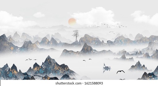 11,811 Chinese Mountain Painting Images, Stock Photos & Vectors 