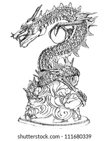 Chinese Style Dragon Statue Sketch Up.