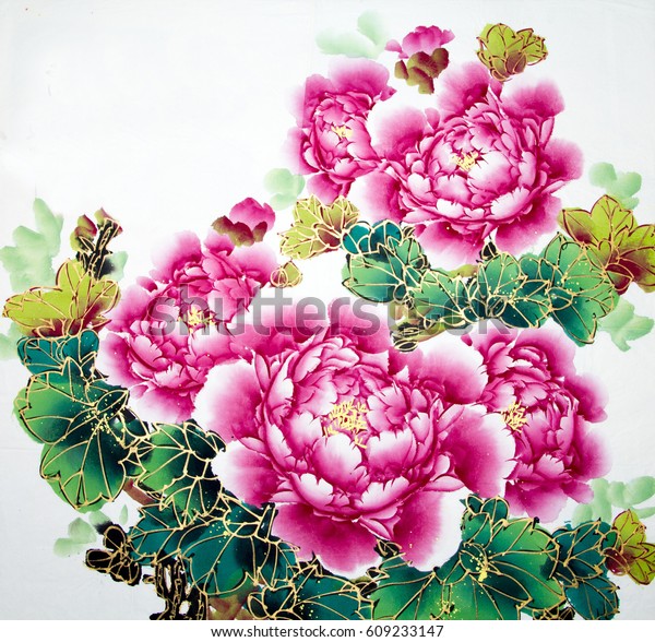 中国の伝統的な花絵 のイラスト素材 609233147
