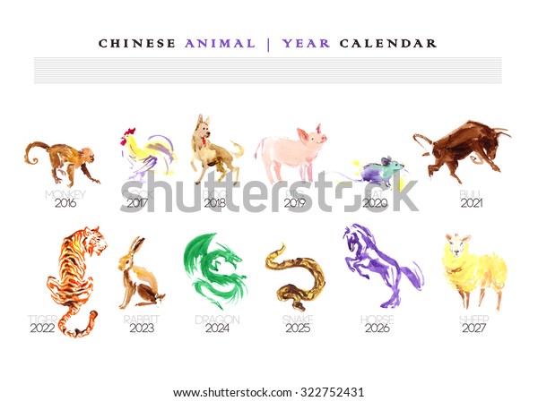 Chinese Year Calendar Template Hand Drawn Stock Illustration 322752431