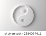 Chinese Yin Yang symbol on a white background, Taoism, dualism, religious symbol, 3D Render, 3D illustration