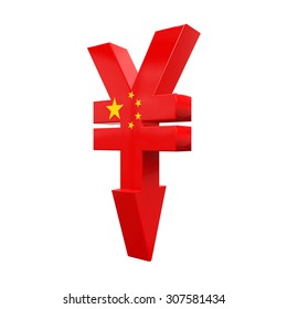 Chinese Yuan Symbol And Red Arrow