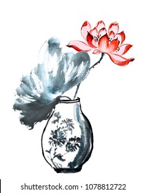 Chinese-style drawings, sketches, Lotus,Water Lily