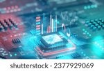 Chipset on circuit board for semiconductor investment, 3d rendering