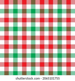 Chirstmas Plaid Pattern. Colorful Tartan Plaid Pattern. Multicolor Check Plaid In White, Green And Red For Fabric And Textile Design.