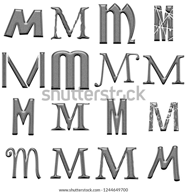 Black Etched Metal Letter M Set Stock Illustration Shutterstock