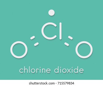 Chlorine Dioxide (ClO2) Molecule. Used In Pulp Bleaching And For Disinfection Of Drinking Water. Skeletal Formula.