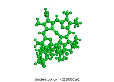 Chlorophyll A Green Pigment Molecule 3D Render Chemical Structure On White Background 3D