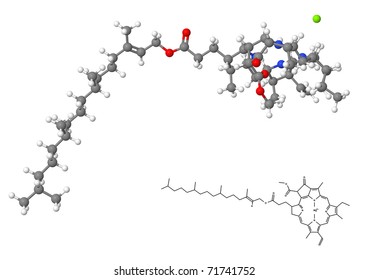 Chlorophyll Molecule With Chemical Formula Isolated On White Background