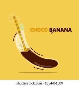 Choco Banana Drink Background With Straw