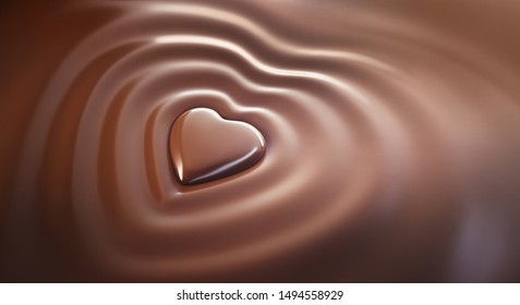 Chocolat Heart With Molten Dark Chocolat - 3D Illustration