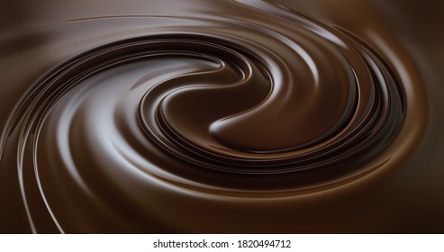 Chocolat swirl with molten dark chocolate - 3D illustration