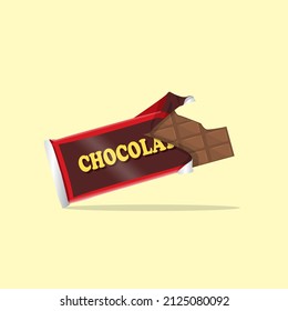 Chocolate Bar Open Package Illustration