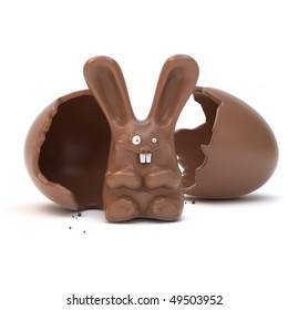 Chocolate Bunny Isolated On White