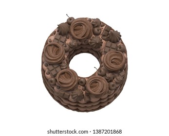 Chocolate Cake Font. 3d Rendering