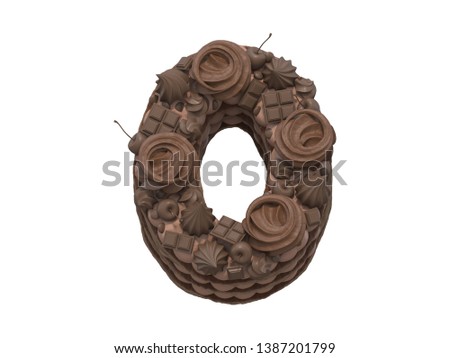 Chocolate cake font. 3d rendering